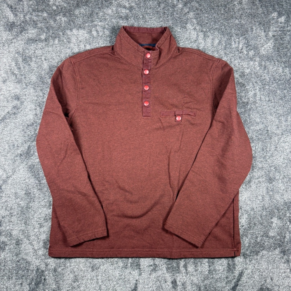 UNTUCKit Mens XL Burgundy Red Heathered 1/4 Snap Pullover Sweatshirt Mock Neck - Picture 1 of 5